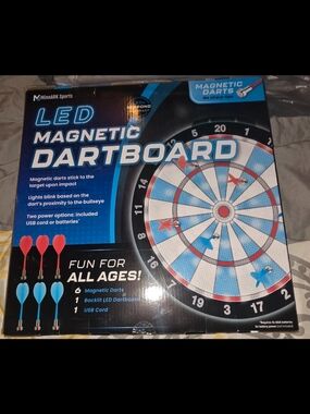 LED Magnetic Dartboard - Blue/Red